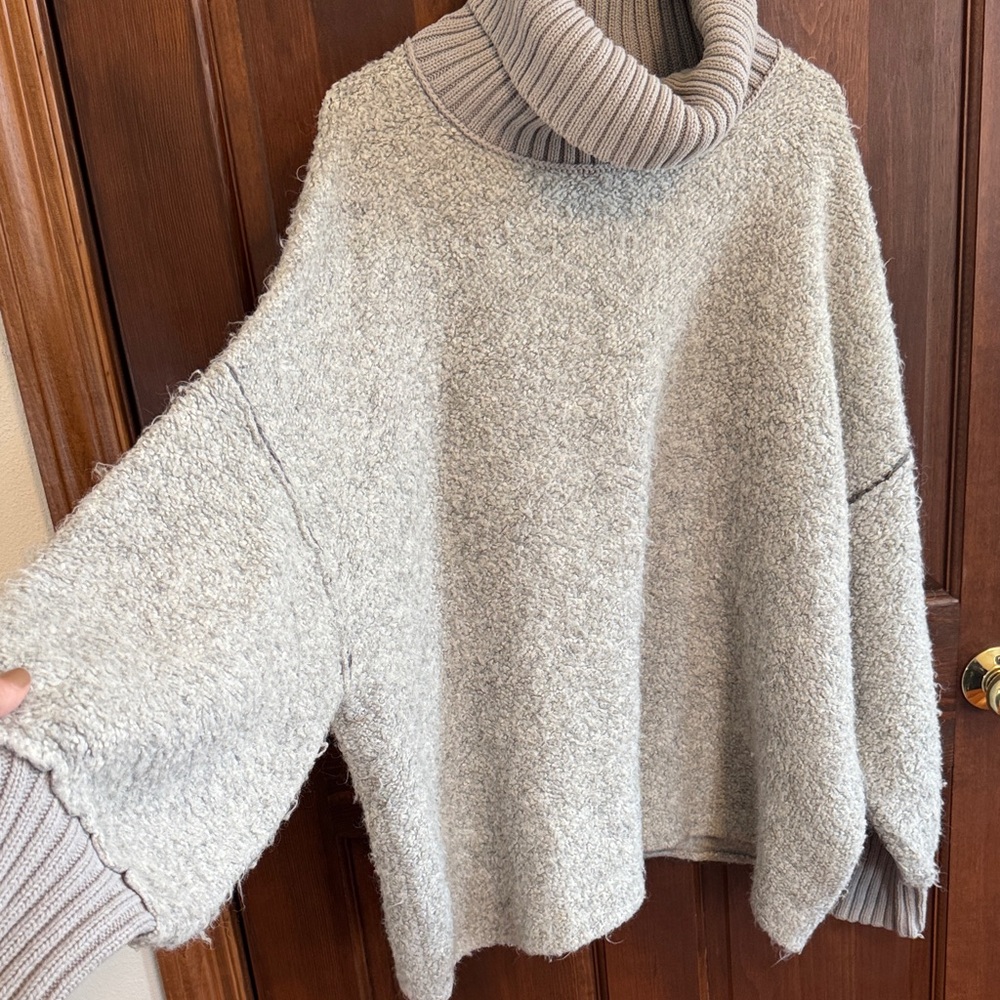Free People Heathered Gray Cowl Neck Sweater